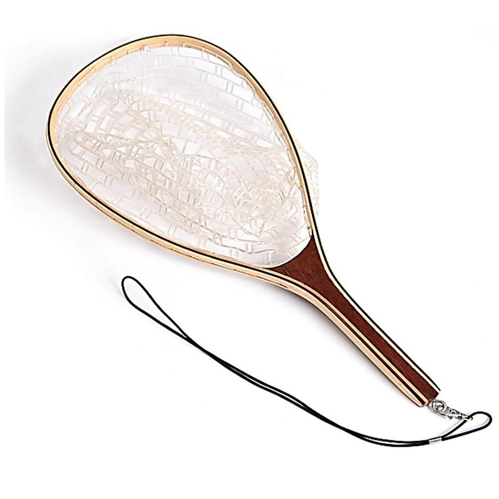 ST TS Fish-Free Landing Net, Perfect for Fly, Lure, Stream, and Pipe Fishing, Clear Net, Rubber, and Wooden (01 Silicone Rubber Net)