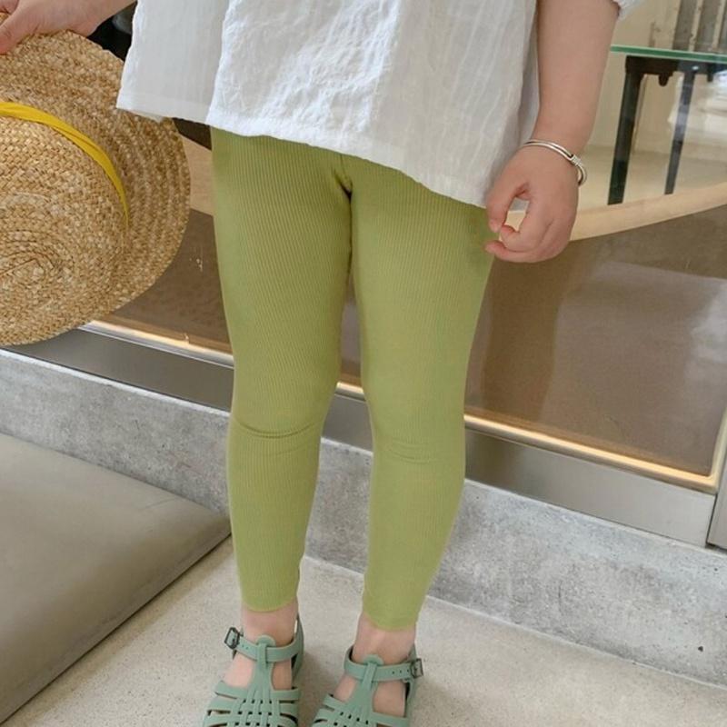 

Детские леггинсы, укороченные брюки для девочек, тонкие детские брюки карамельного цвета 90 зелёный