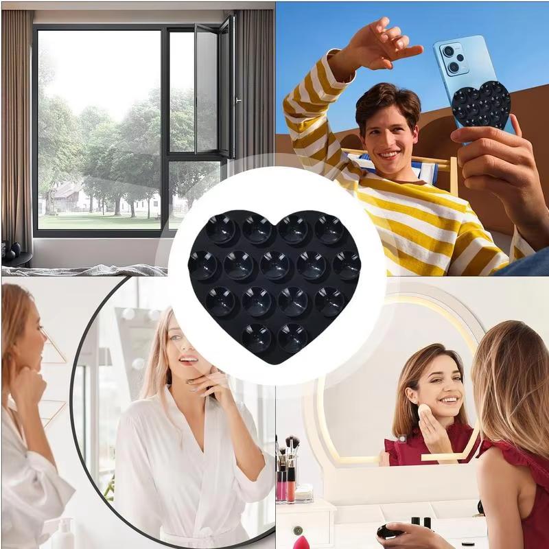1pcs Heart Suction Cup Phone Mount Sticky Mobile Phone Stand Strong Grip Holder Silicone Double-Sided Phone Case for Selfies