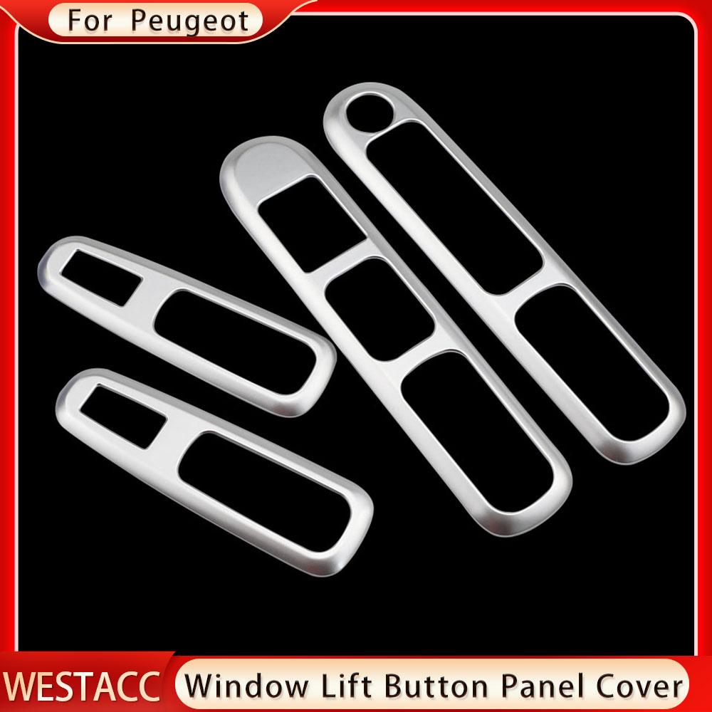 4Pcs ABS Chrome Car Window Lifter Button Panel Cover Decoration Sticker Trim for Peugeot 3008 2013 2014 2015 2016