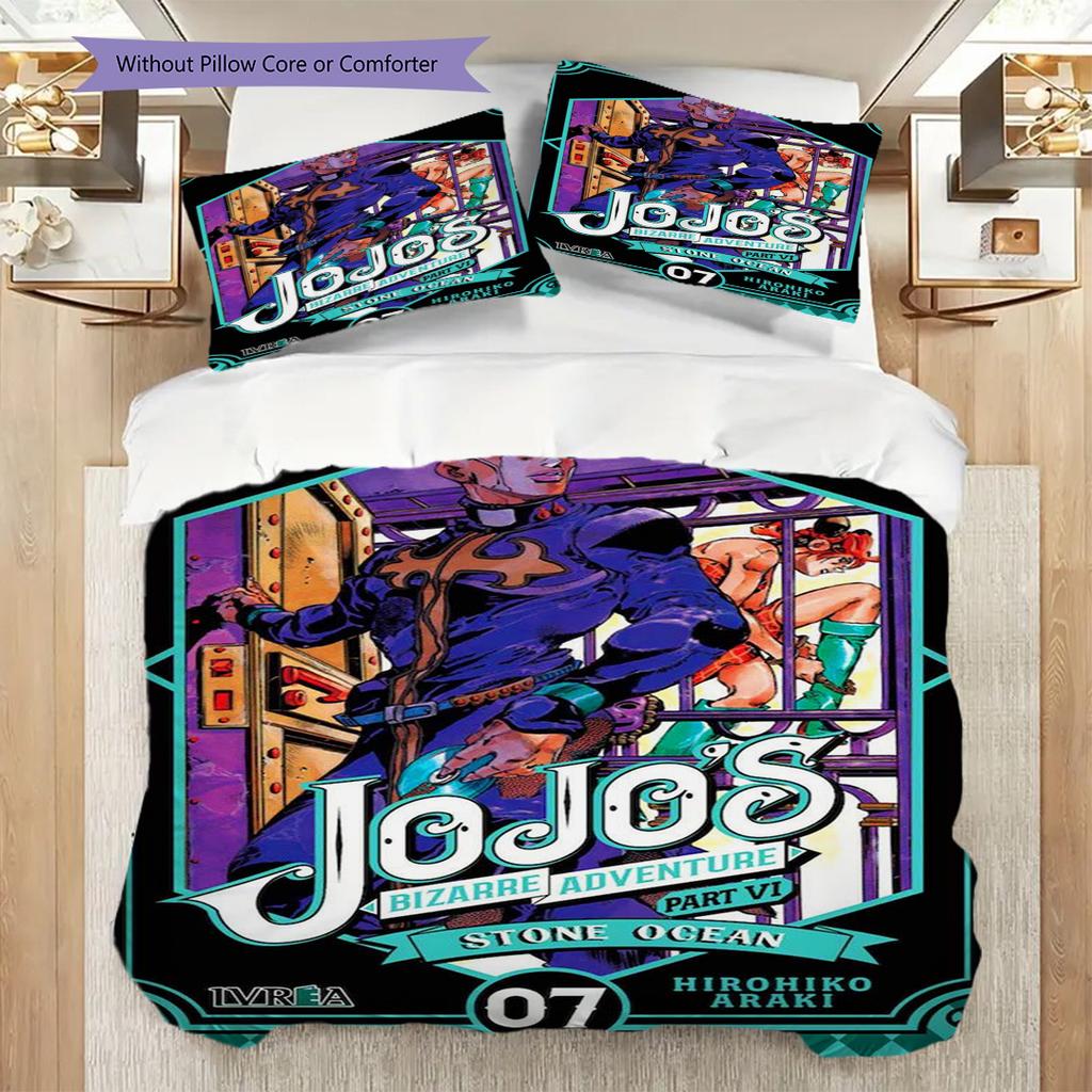 Vibrant Anime Ensemble Three-piece set (1 * duvet cover + 2 * pillowcase, without core) 2D Flat Duvet cover and pillowcase Soft and comfortable