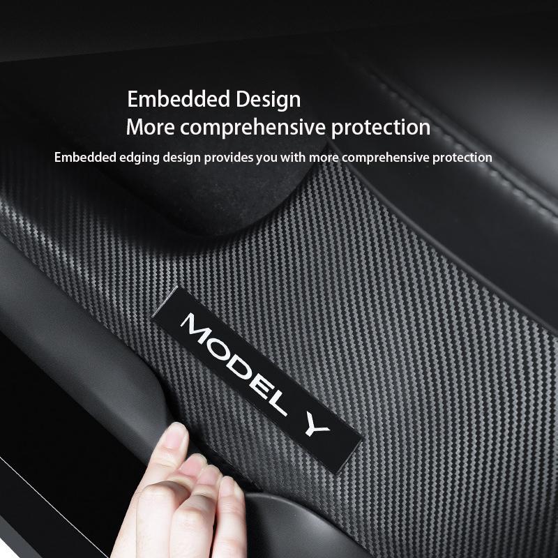 2/4/8PCS Front Rear Door Sill Protector Cover For Tesla Model 3/Y  Carbon Fiber Anti Kick ABS Pedal Guards Inner Strip Threshold