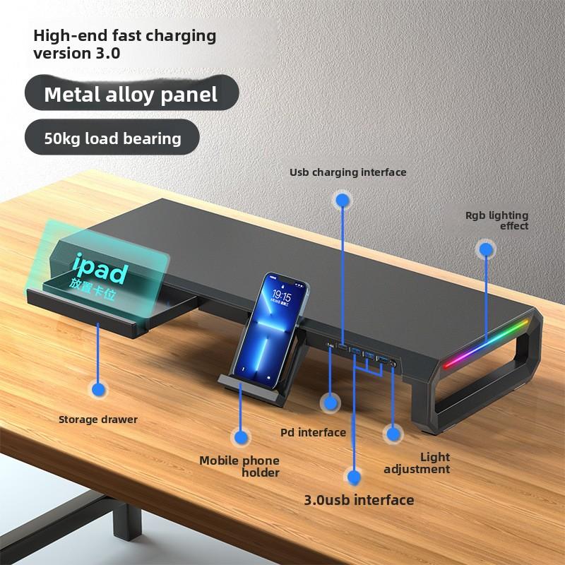 Computer Monitor Stand Riser Adjustable Folding Desktop Bracket Storage Base Multi Functional Organizer for Home Office Use