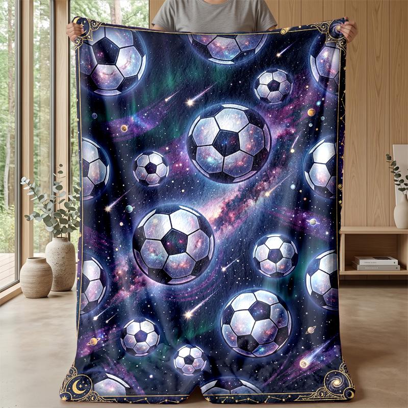 Soccer Ball In Water Theme Blanket Lightweight Warm Flannel Blanket Decorative Throw Blanket for Home Decoration