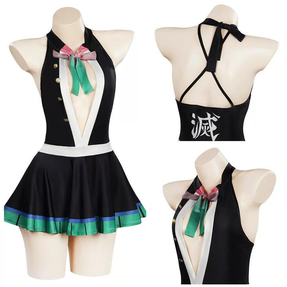 Demon Slayer Kaigaku Demon Slayer Corps Uniform Upper Rank Six Thunder Breathing Cosplay Set