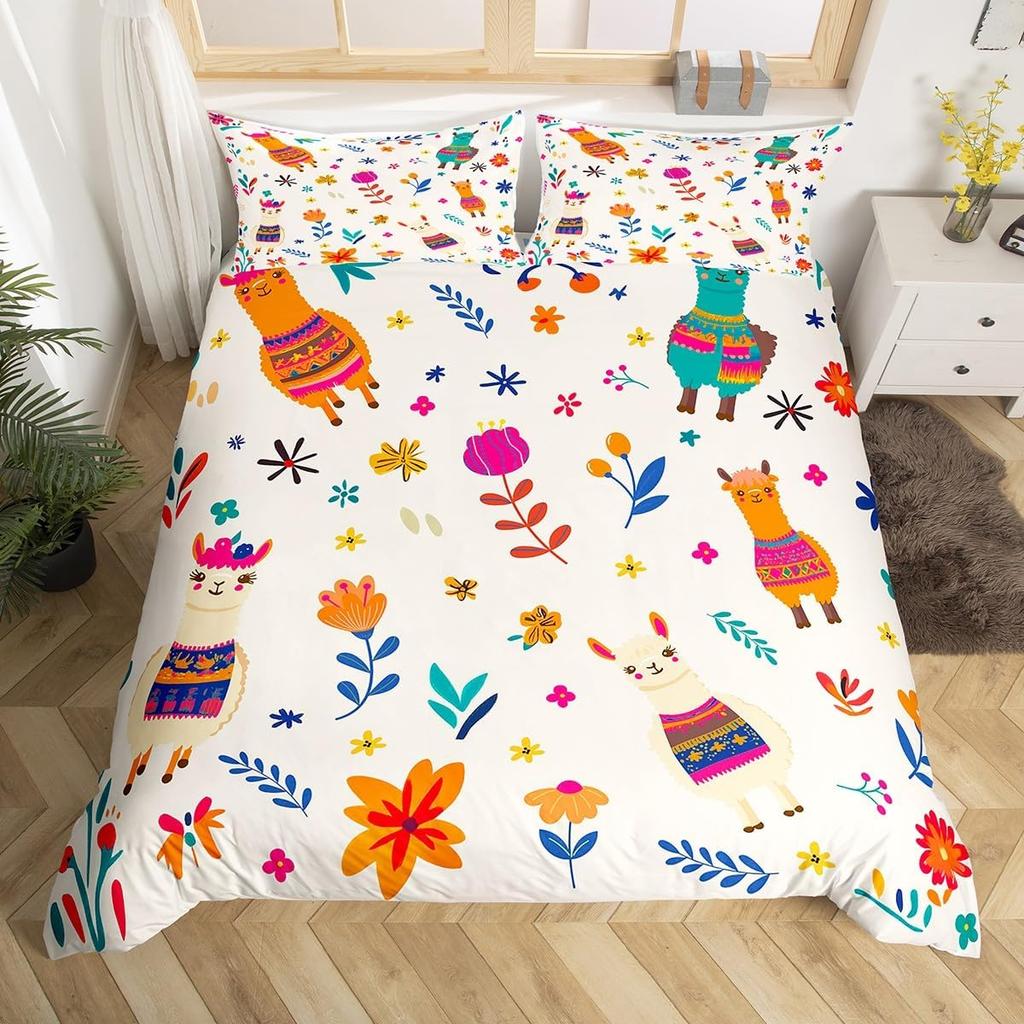 Lieblicher Igel Bettbezug Twin King Hippie Ausgefallen Blume Bettwäsche Set für Kinder Jungen Mädchen Lustiger Tribal Igel Bettdeckenbezug