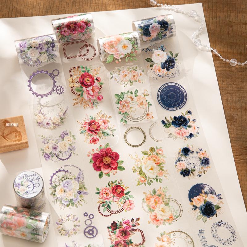 Blooming Melody Floral Collage Die-Cut Adhesive Tape - Decorative Journal Stickers
