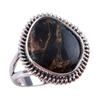 Natural Black Copper Turquoise Gemstone 925 Solid Sterling Silver Ring S.6 R9u94