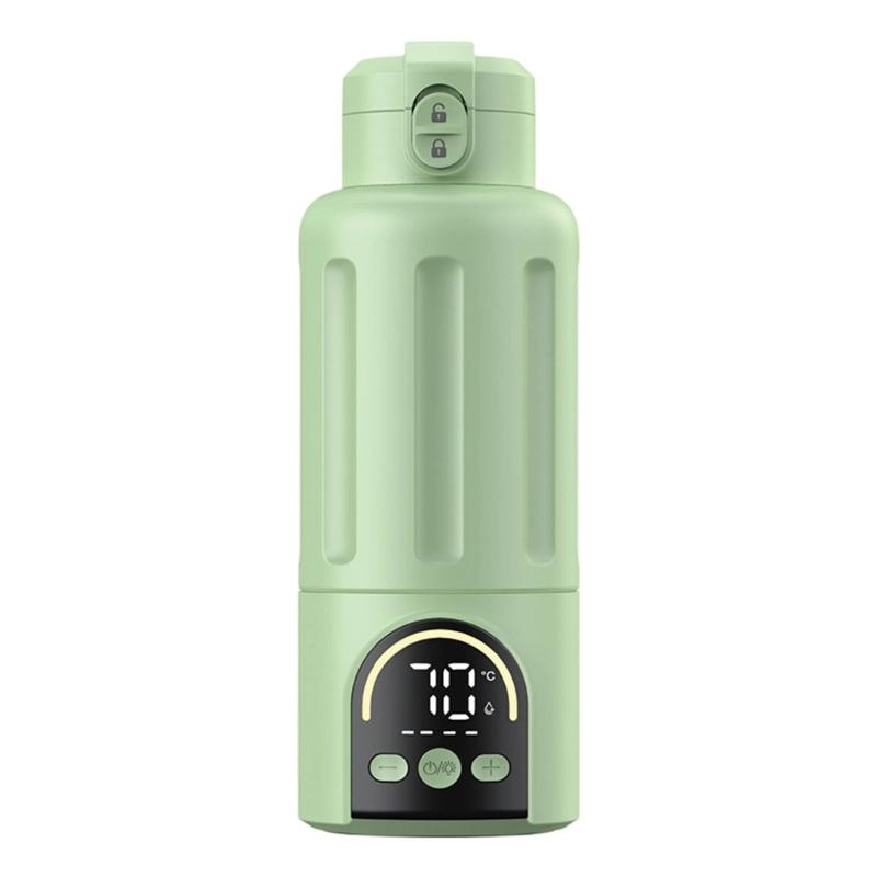 

500ML Rechargeable Heating Cup Portable Outdoor Travel Digital Display Baby Milk Bottle Warmer Cordless Bottle Warmer зелений