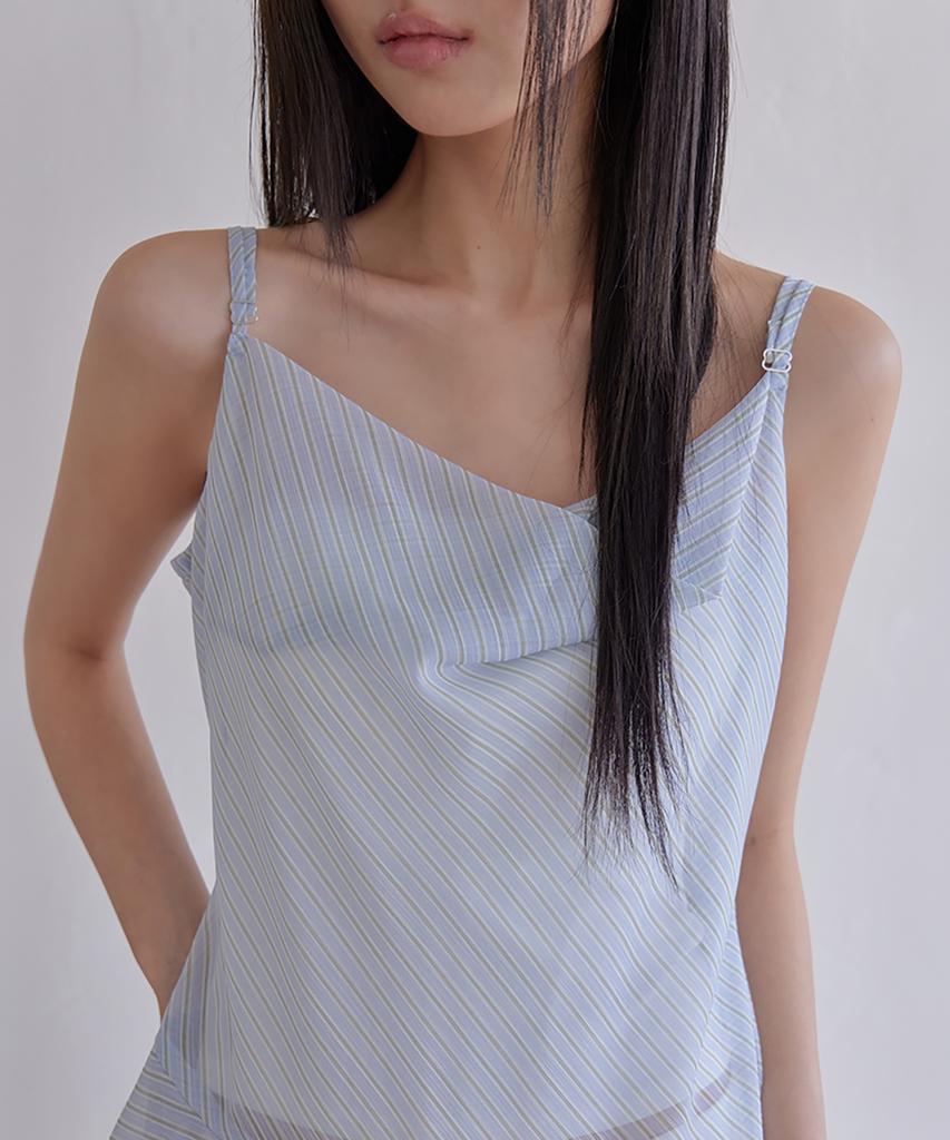Leondeondada Sheer Flare Layered Dress, Blue