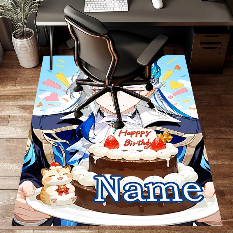 Custom Genshin Impact Mat Personalized Name, Polyester Washable Indoor Entryway Rug, Gift for Christmas, Easter, Thanksgiving Day