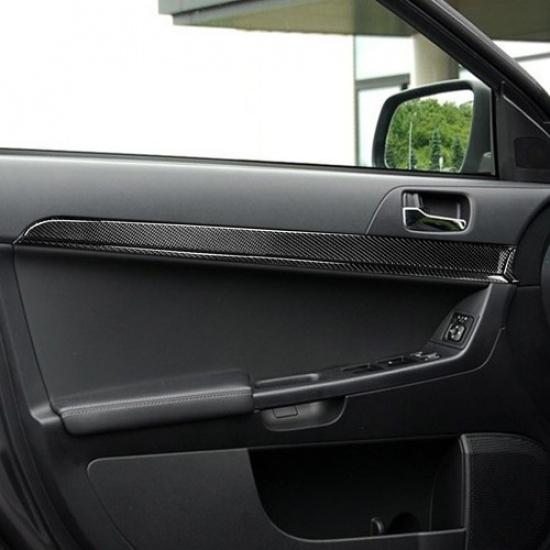 6PcsCarbon Fiber Interior Door Panel Cover Trim For Mitsubishi Lancer 2008-2015