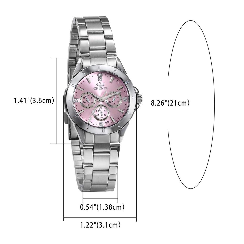 JewelryWe Wasserdichte Uhr mit Edelstahl Beliebt und Analoges Armband Perfekt für und Rosa Damenarmband, Niedlich, Uhr, Business, Freizeit,
