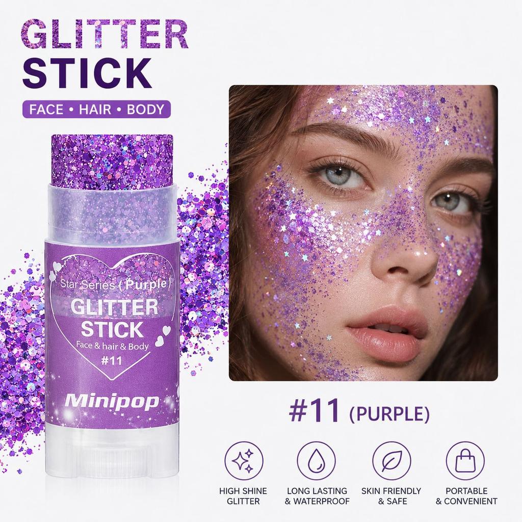 MINIPOP Body Paint Glitter Stick Face Lips Star Shimmer Festival