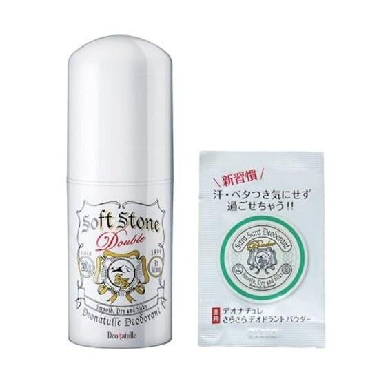 Deonature Soft Stone W Underarm Direct Application Antiperspirant Stick Fragrance-Free 1 Piece (20g) Smooth Powder Sachet Included