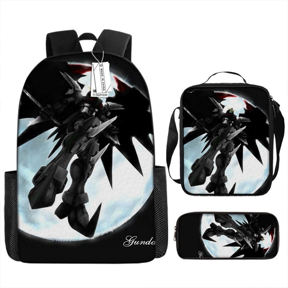Gundam Backpack 3D Pattern Anime Backpack Student Printed School Bag Three-piece Set