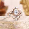 2Pcs/Set Fashion Rose Gold Color Rhinestone Zircon Rings For Women Full Crystal Rings Star Moon Wedding Engagement Jewelry Gifts
