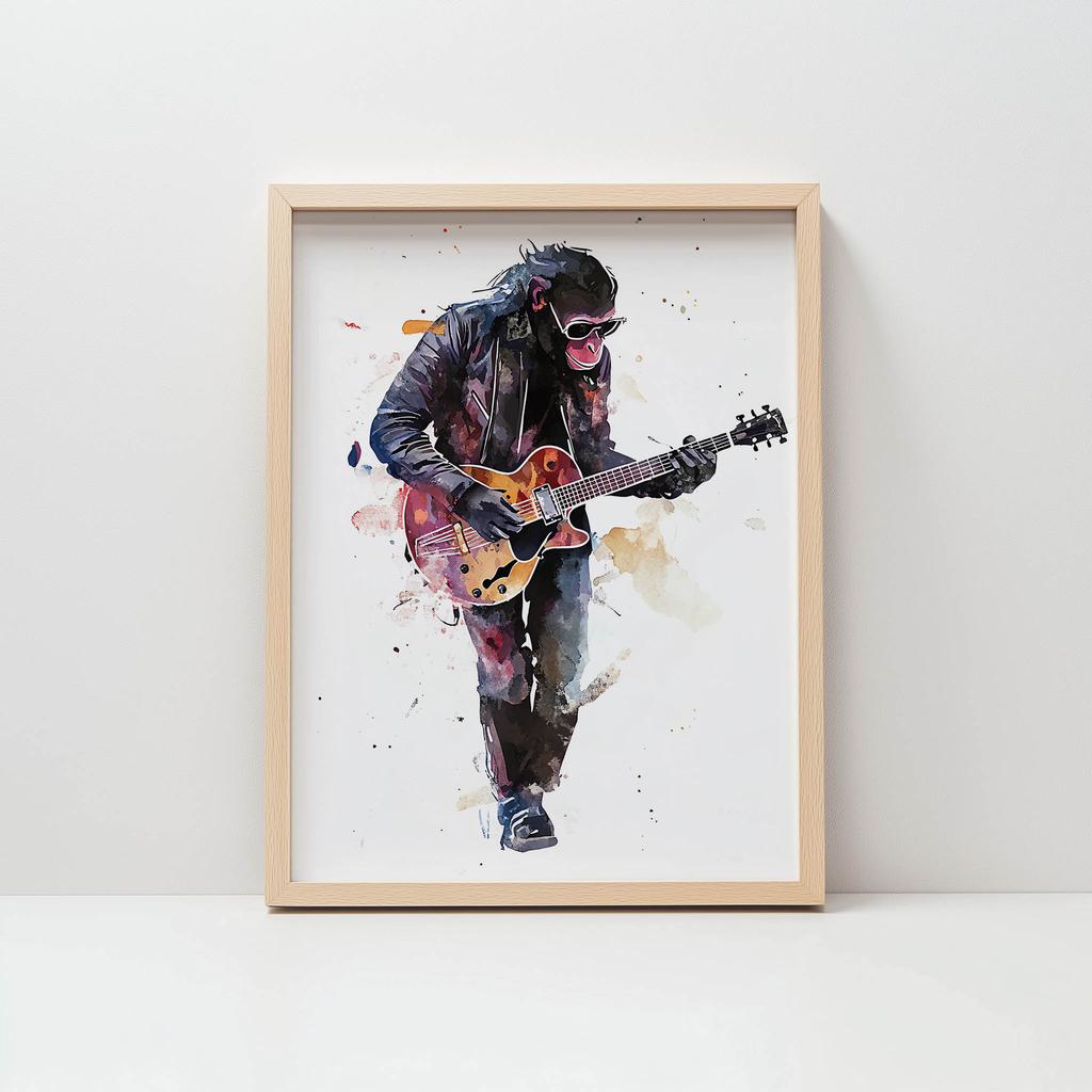 Guitar Master Poster Guitar Master Poster, 30X40 Cm, Dark Brown Wooden Frame, 230 Gsm Matte Paper