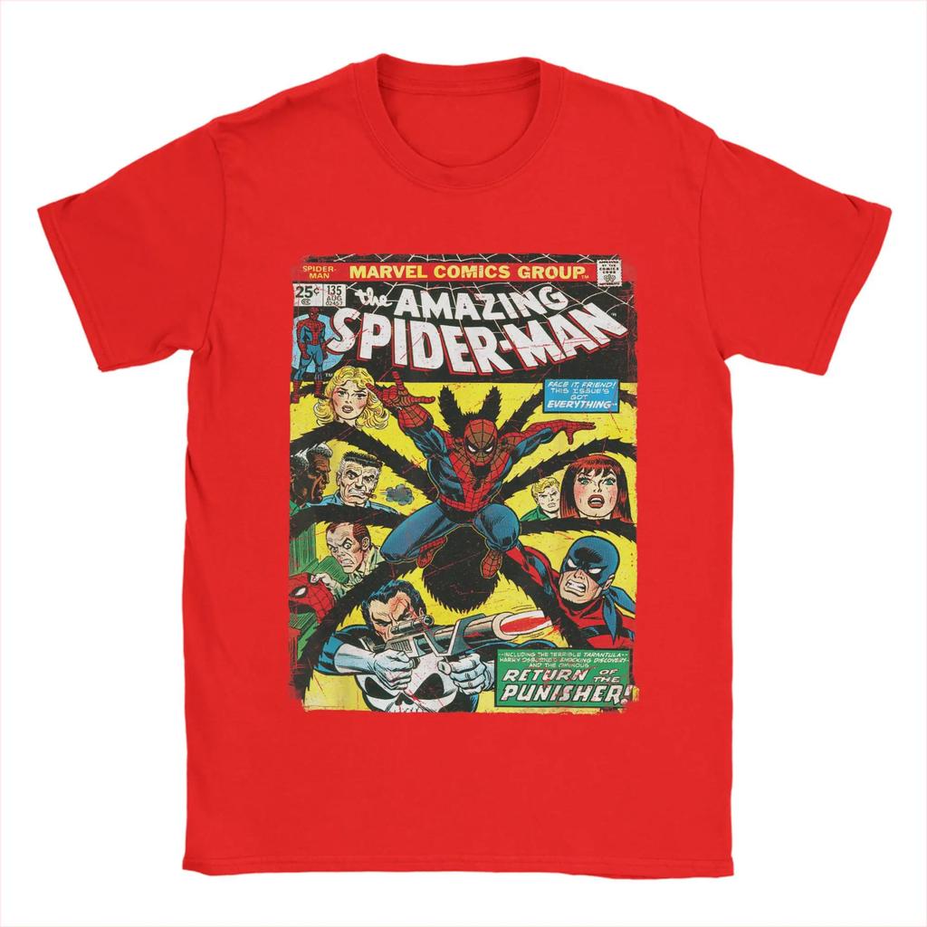 Genuine Authorized T-Shirt Amazing Spider-Man Comic Print T-Shirt Fashion Mens Cotton Top Relaxed Large Size Short Sleeve
