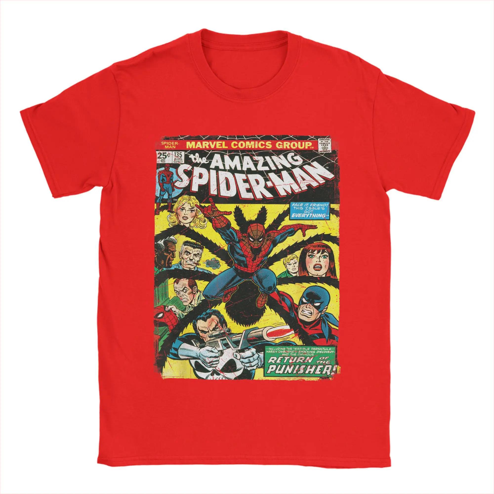 

Genuine Authorized T-Shirt Amazing Spider-Man Comic Print T-Shirt Fashion Mens Cotton Top Relaxed Large Size Short Sleeve 3XL