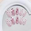 30Pcs Press On Nails French Red Brown Leopard Print Rhinestone Bow False Nails Press On Nails Full Cover Artificial False Nails