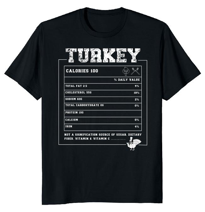NEW LIMITED Turkey Nutrition Thanksgiving Funny Novelty Tee XXXL