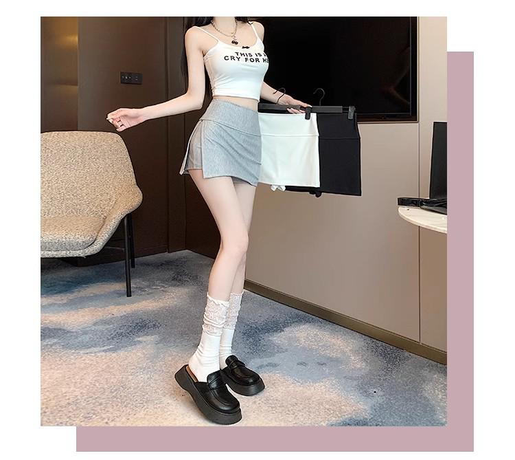 High-Waisted A-Line Short Skirt - Women's Spring Fashion with Anti-Exposure Style and Patchwork Design