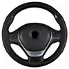 38cm Car Steering Wheel Cover Hand Sewing DIY Black PU Leather+Carbon Fiber Look