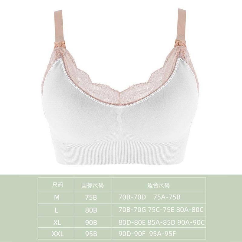 Reggiseno da allattamento wireless con apertura frontale, morbido pizzo, traspirante, senza cuciture, supporto materno per donne incinte