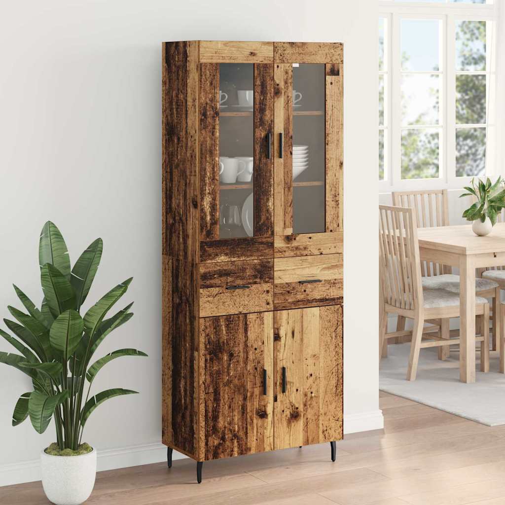 Highboard with Drawers 2 pcs Reclaimed Wood Effect Wood Based Material