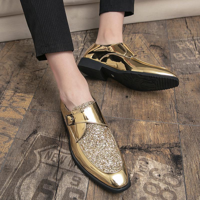 New business leather shoes British casual shoes glossy large size lazy shoes