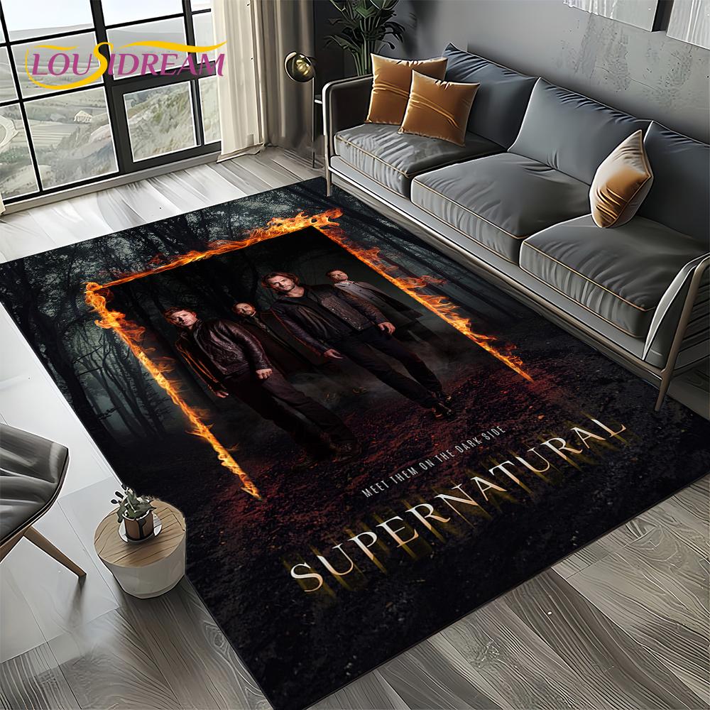 3D SPN Supernatural Sign Dean Sam Carpet Rug for Living Room Bedroom Home Sofa Decoration,Kids Play Area Rug Non-slip Floor Mat