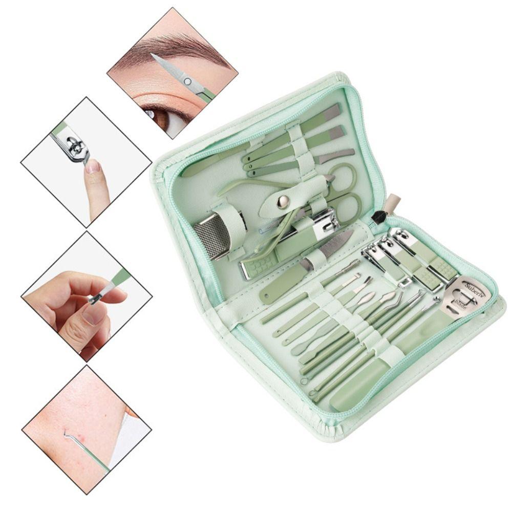 Stainless Steel Nail Grooming Kit with Storage Case Fingernail Trimmer Suit Nail Care Tool Home