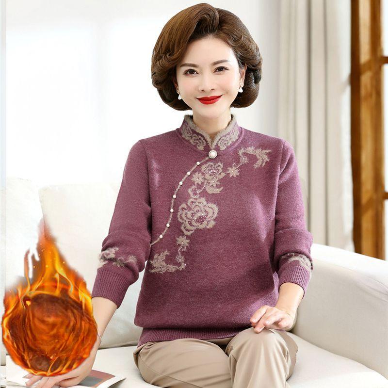 

Осень Зима Женский Свитер из Норкового Флиса Свободный Свитер Большого Размера Вышитый Пуловер Флис Утолщенный Флок Вязаный Топ 3XL