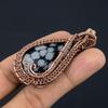 Snowflake Obsidian Pendant, 999 Copper Wire Wrapped Gemstone Handmade Dainty Jewelry Pendant, For Her