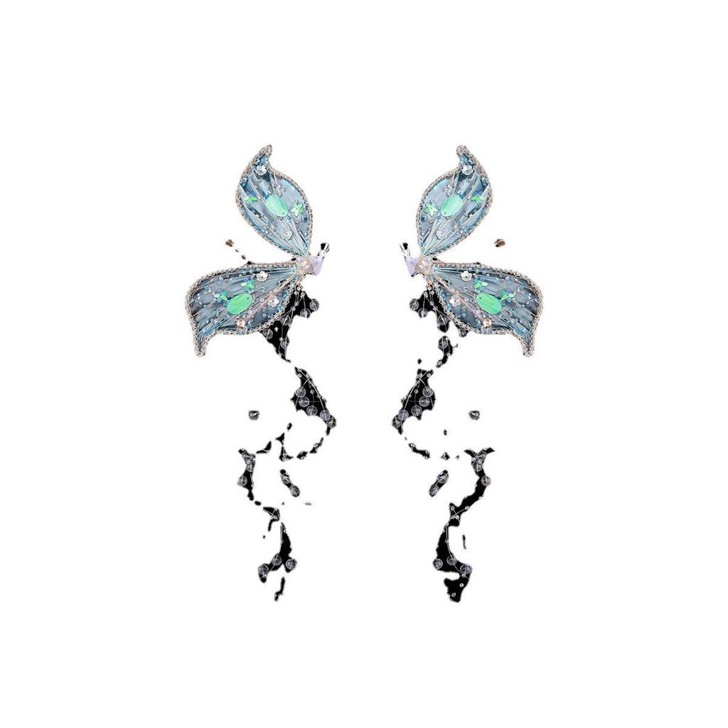 Paillettenbesetzte Schmetterling Kristall Haarspange mit Quaste und Blumendesign