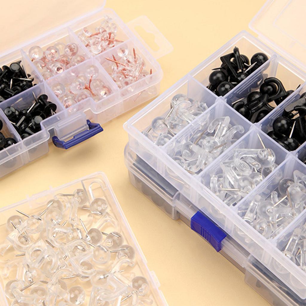50/60/80/160Pcs Push Pin Hooks Clear Push Pin Clip Cork Board Hook Pin Decorative Thumb Tacks Hook for Wall Hanging