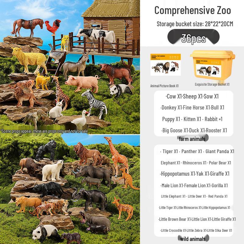 Playhouse Simulation Animal Model Toys for Early Education, Ages 1-3+ - Ideal Birthday Gift for Boys and Girls.