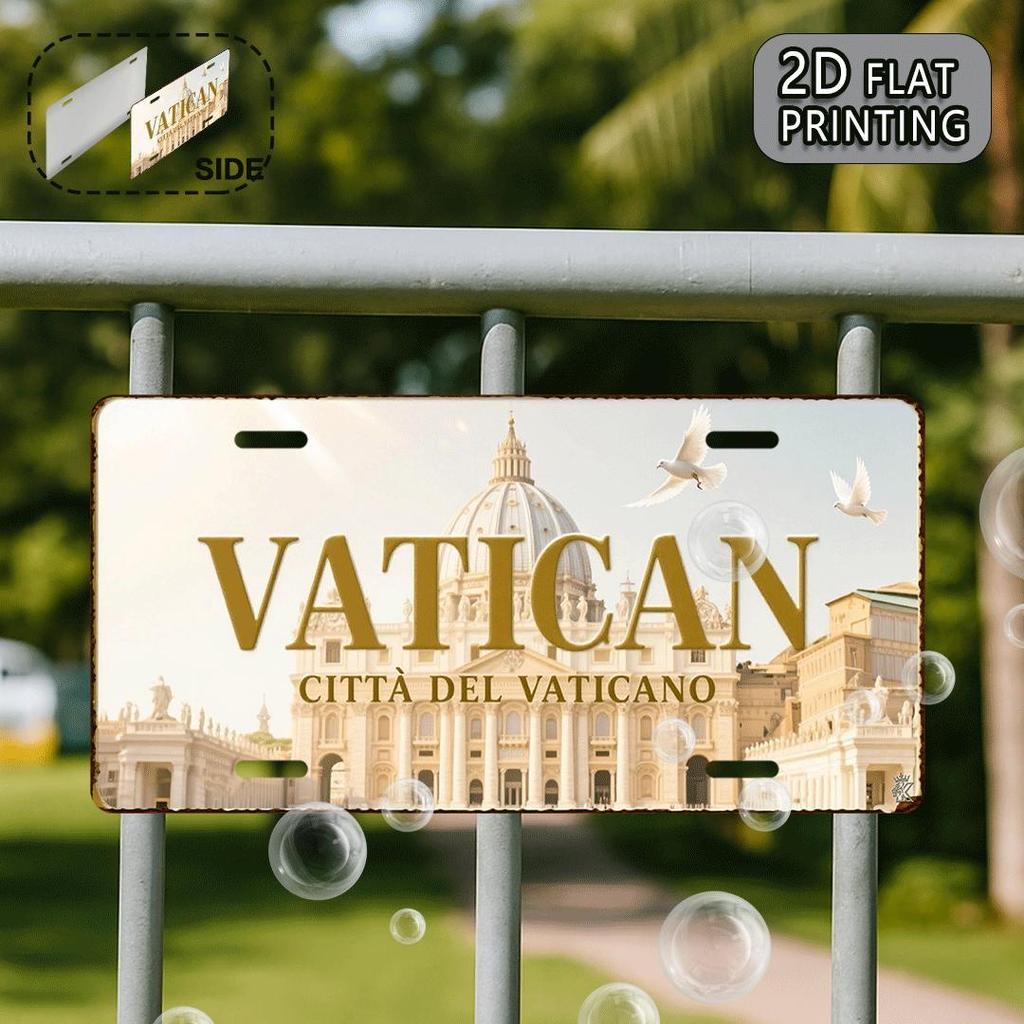 Printing, , Vatican Vintage Metal Aluminum Sign License Plate, Decorative Sign , Travel Souvenirs, Gifts for Friends, Birthday
