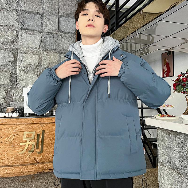  Men's Loose Casual Cotton Jacket Solid Color Short     Winter Warm Coat