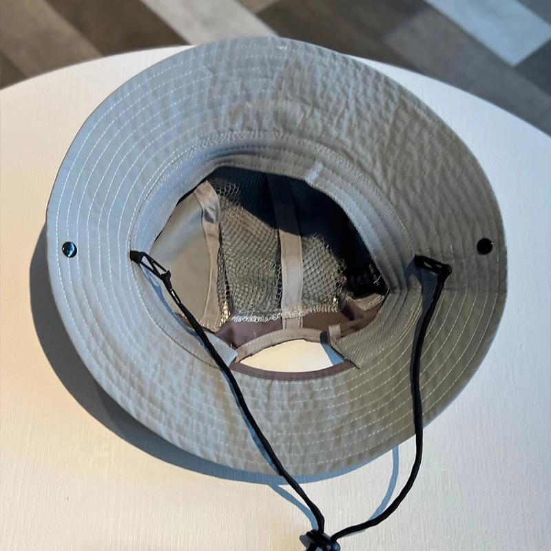 Outdoor Mesh Breathable Fisherman Hat Hiking Hat Windproof Rope Sun Hat Spring and Summer Fisherman Hat Hiking Camping Hiking Hat