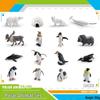 Arctic Animal Set: Polar Bear, Moose, Penguin, Snowy Owl, King Crab, and Igloo Model.