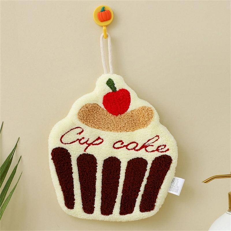 Adorable Cake Hand Towel Coral Fleece Fabric Cleaning Rag Offers Superior Absorption Great for Kitchens Bathrooms