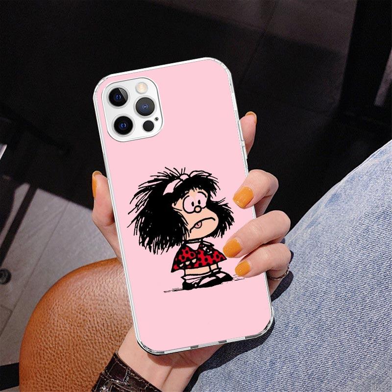 Cartoon Cute Mafalda Phone Case For iPhone 13 12 Mini 11 Pro Max XS XR X SE 7 8 Plus 5S 5 6S 6 Gift Print Cover Fundas
