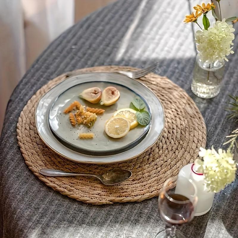 Pot Mats Handwoven Rattan Placemats Round Heat Insulation Mats Natural Woven Table Mats for Dining Home Wedding Decoration