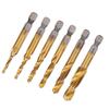 6Pcs HSS Tap Drill Bits Set High Speed Steel Titanium Coated Hex Shank Thread Hand Tool M3‑M10