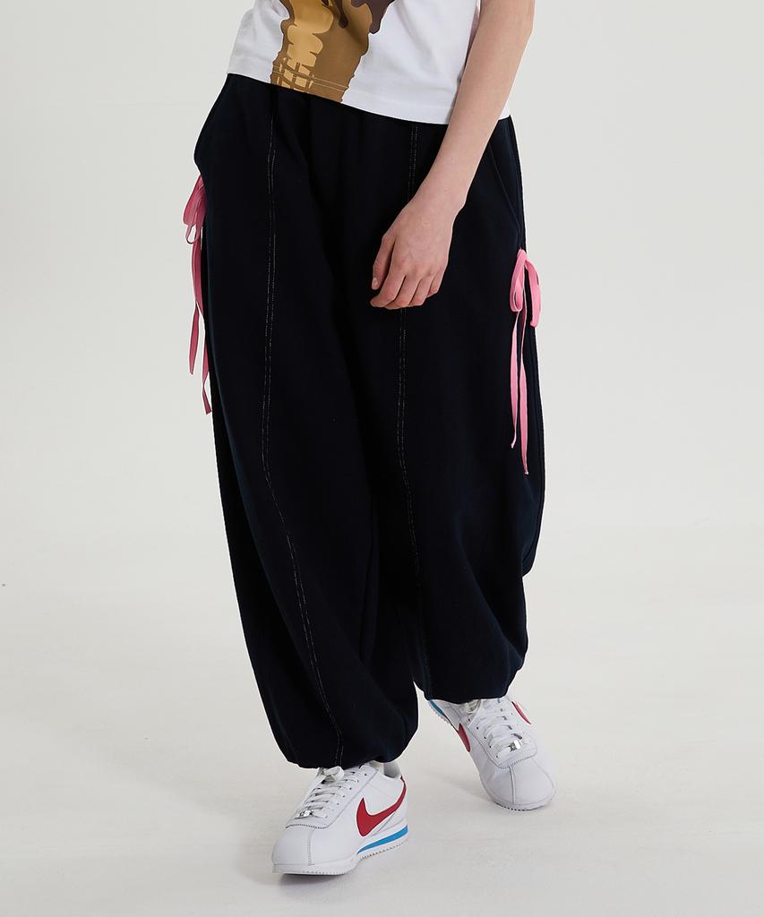 WAIKEI Double Elastic Ribbon Sweatpants Navy