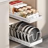 Kitchen Pull Out Pot Rack Adjustable Cupboard Trays with Slide Rails for Dishes Storage Organizer Drawer Partition Shelf