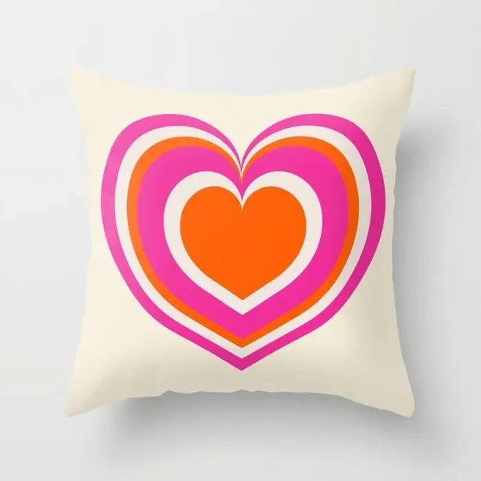 Pink Red Morandi Geometric Abstract Decorative Home Pillowcase Cushion Cover