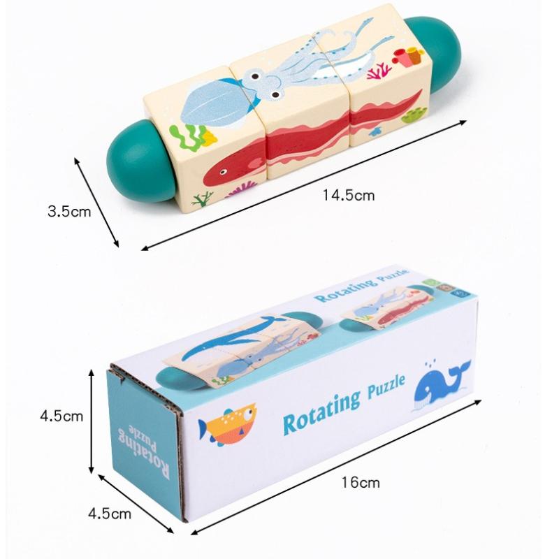 1PC 3D Wooden Rotating Puzzle for Toddlers, Enhancing Grasping Skills, Educational Toy for Children
